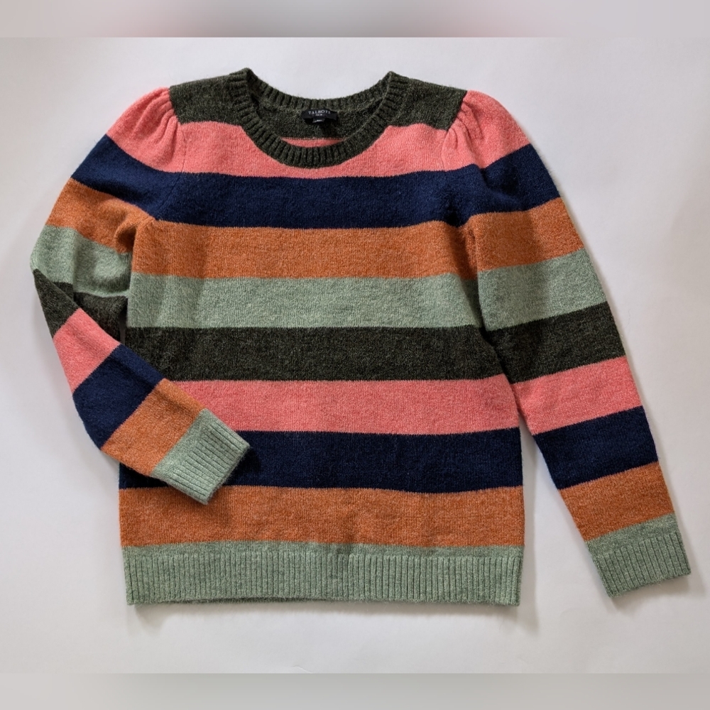 Talbots Rainbow Striped Cozy Sweater